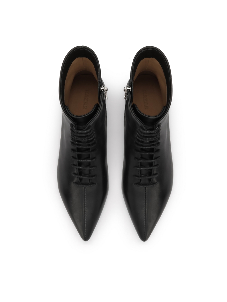 Botas de piel negra con cierre de cremallera y puntera adornada con logotipo plateado KS AMIENS