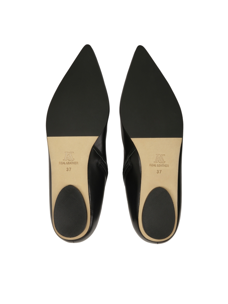 Botas de piel negra con cierre de cremallera y puntera adornada con logotipo plateado KS AMIENS