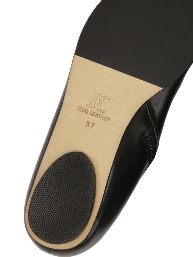 Botas de piel negra con cierre de cremallera y puntera adornada con logotipo plateado KS AMIENS