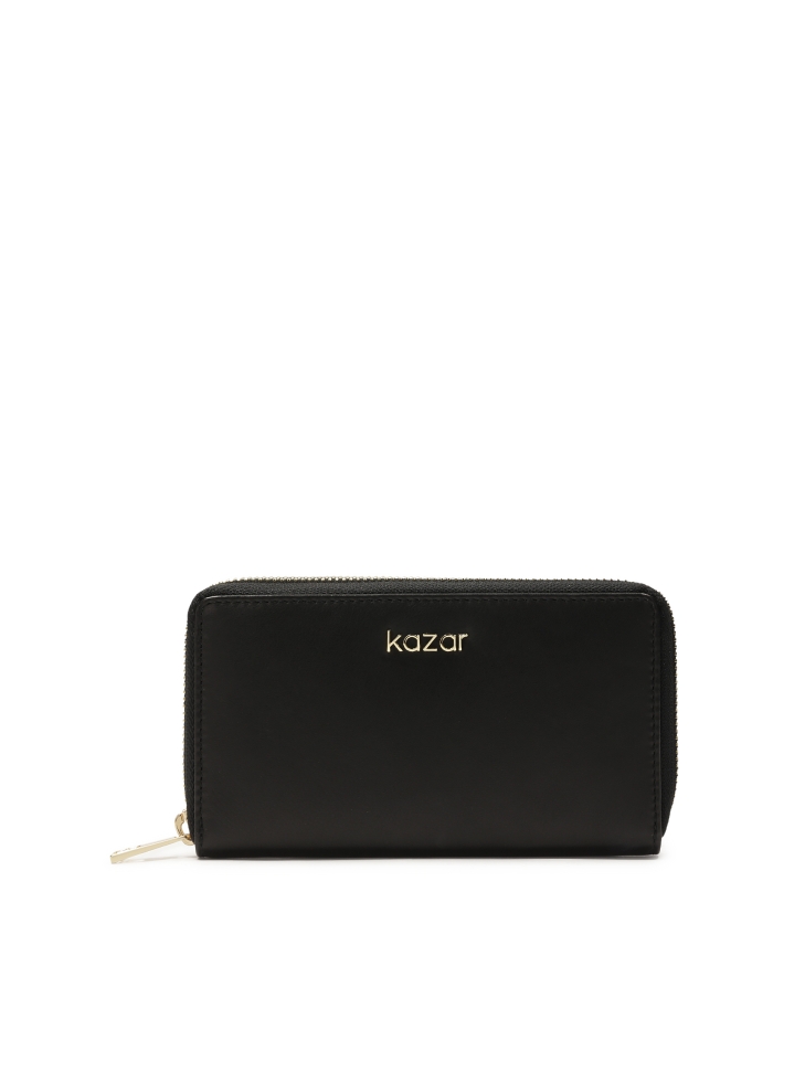 Cartera de piel negra con cremallera KAIRIS