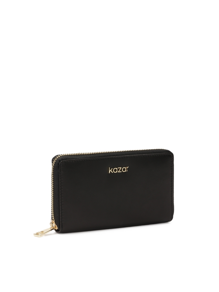 Cartera de piel negra con cremallera KAIRIS