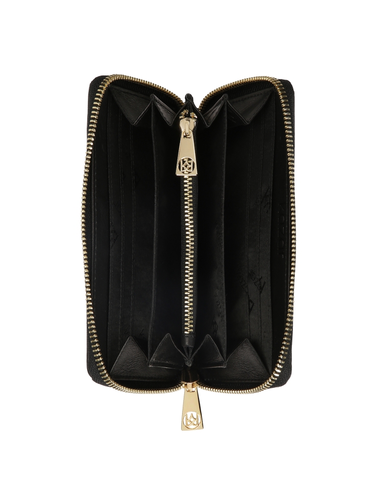 Cartera de piel negra con cremallera KAIRIS