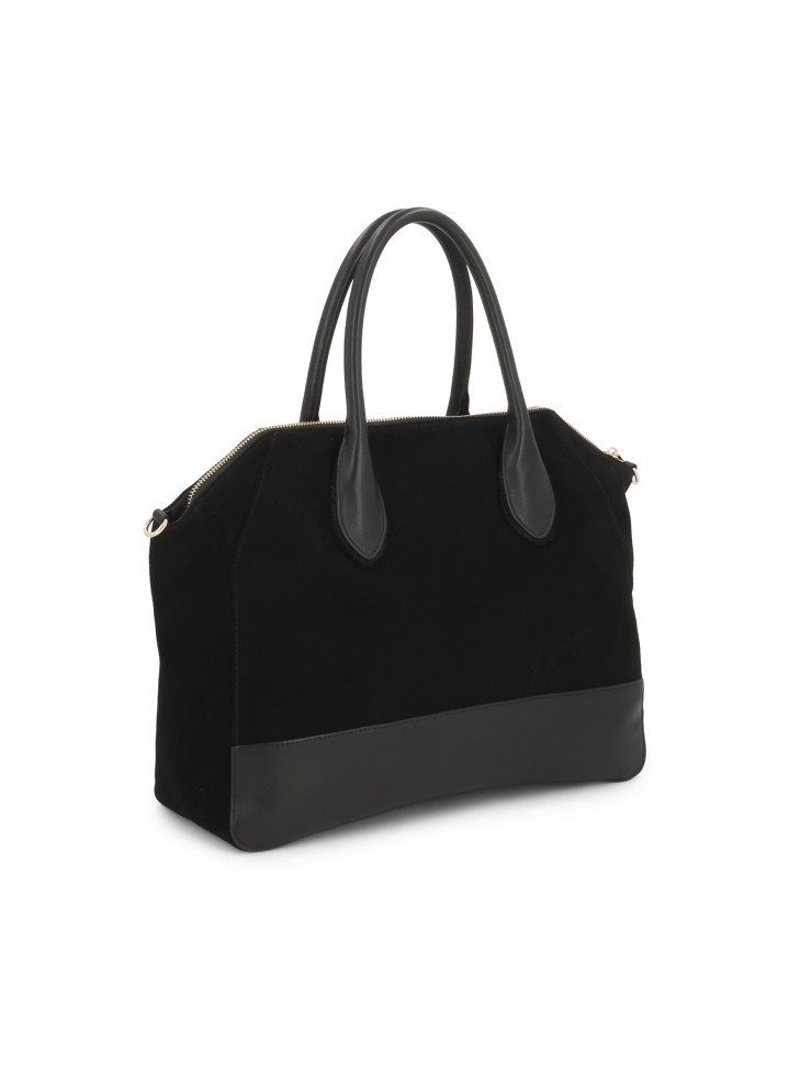 Bolso de ante negro con asas y correa AVIELLE