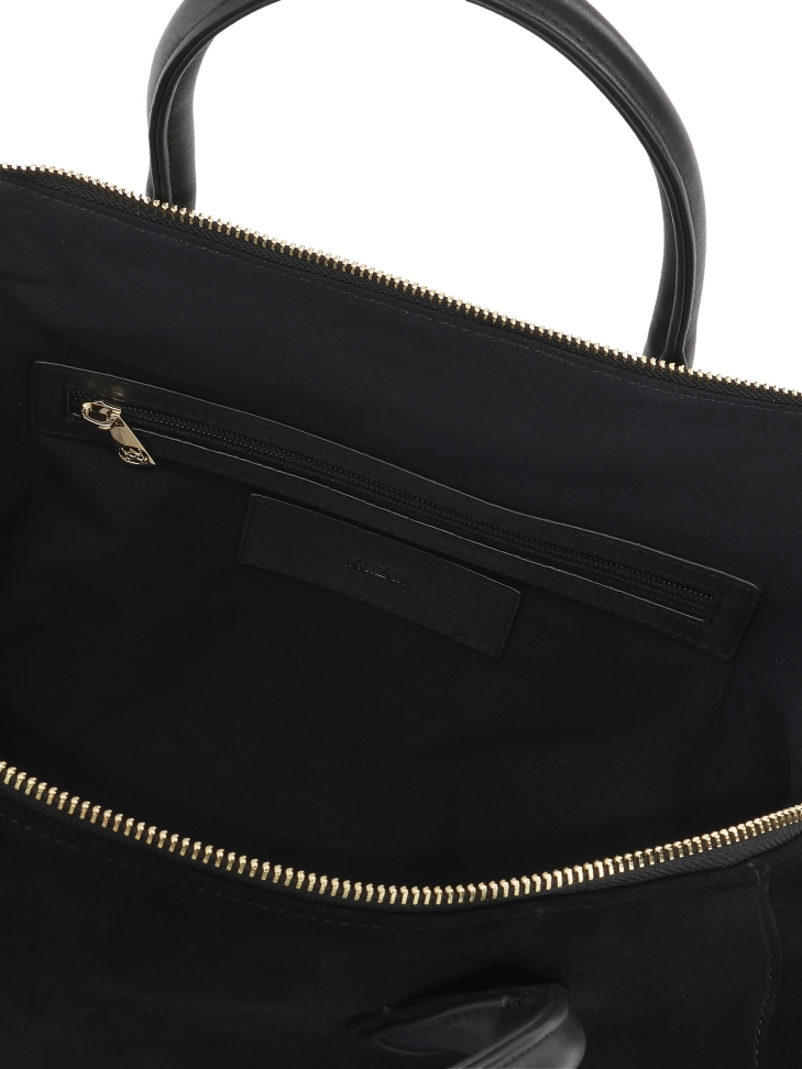 Bolso de ante negro con asas y correa AVIELLE