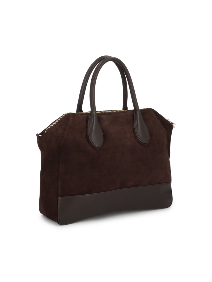 Tote de ante marrón con forma suave AVIELLE