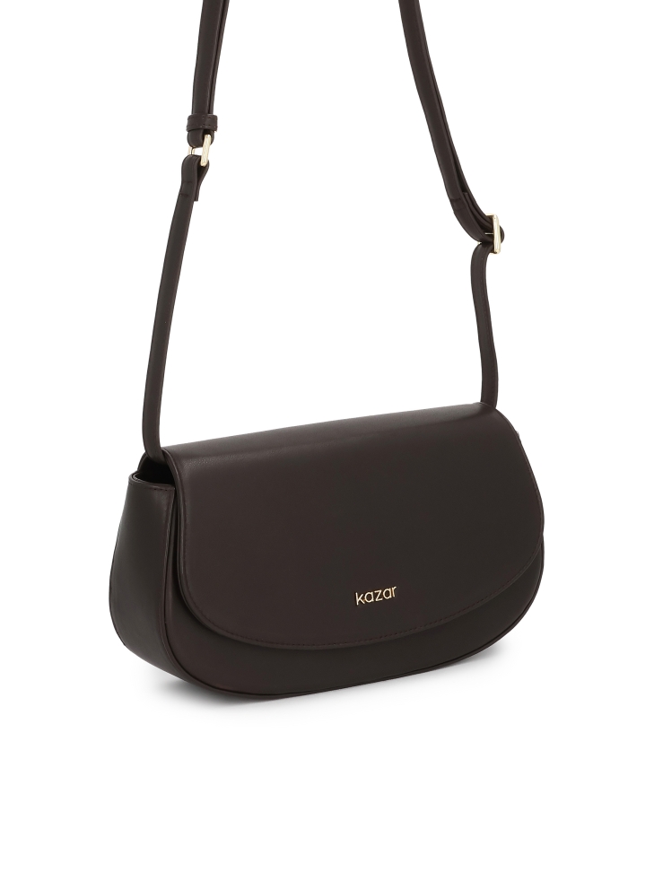 Bolso rígido marrón con bandolera NALYA