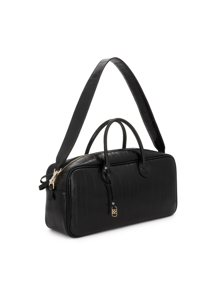 Bolso de cuero repujado negro MIREYA